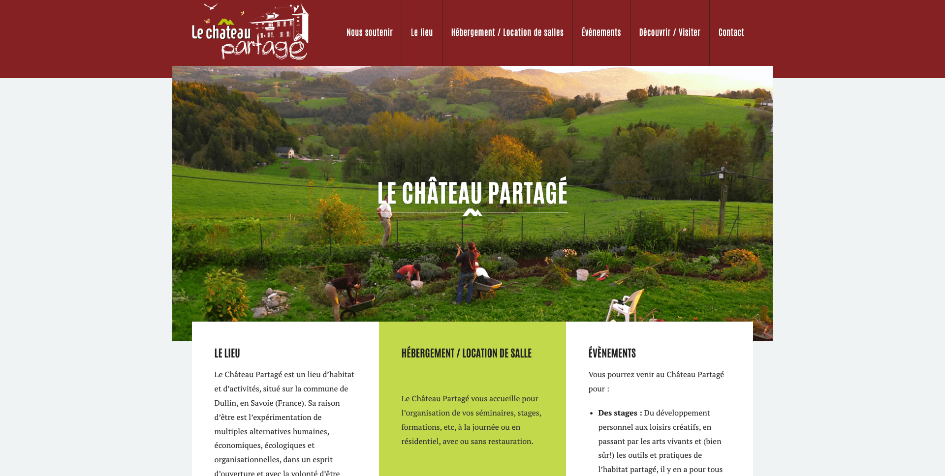 Création site web Château partagé évènements